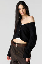 Cable Knit Button-Up Cardigan