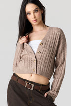 Cable Knit Button-Up Cardigan