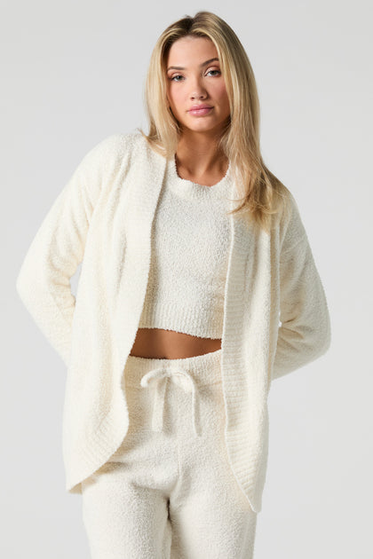 Mossy Knit Open Front Cardigan