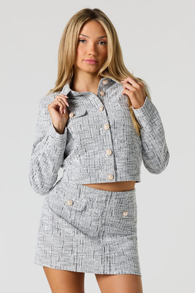 レディースウェア minuere tweed pearl button polo Tweed Pearl Button-Up Blazer – Urban Planet