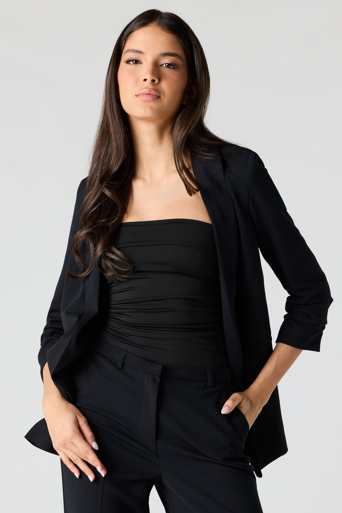 Blazer à manches ruchées