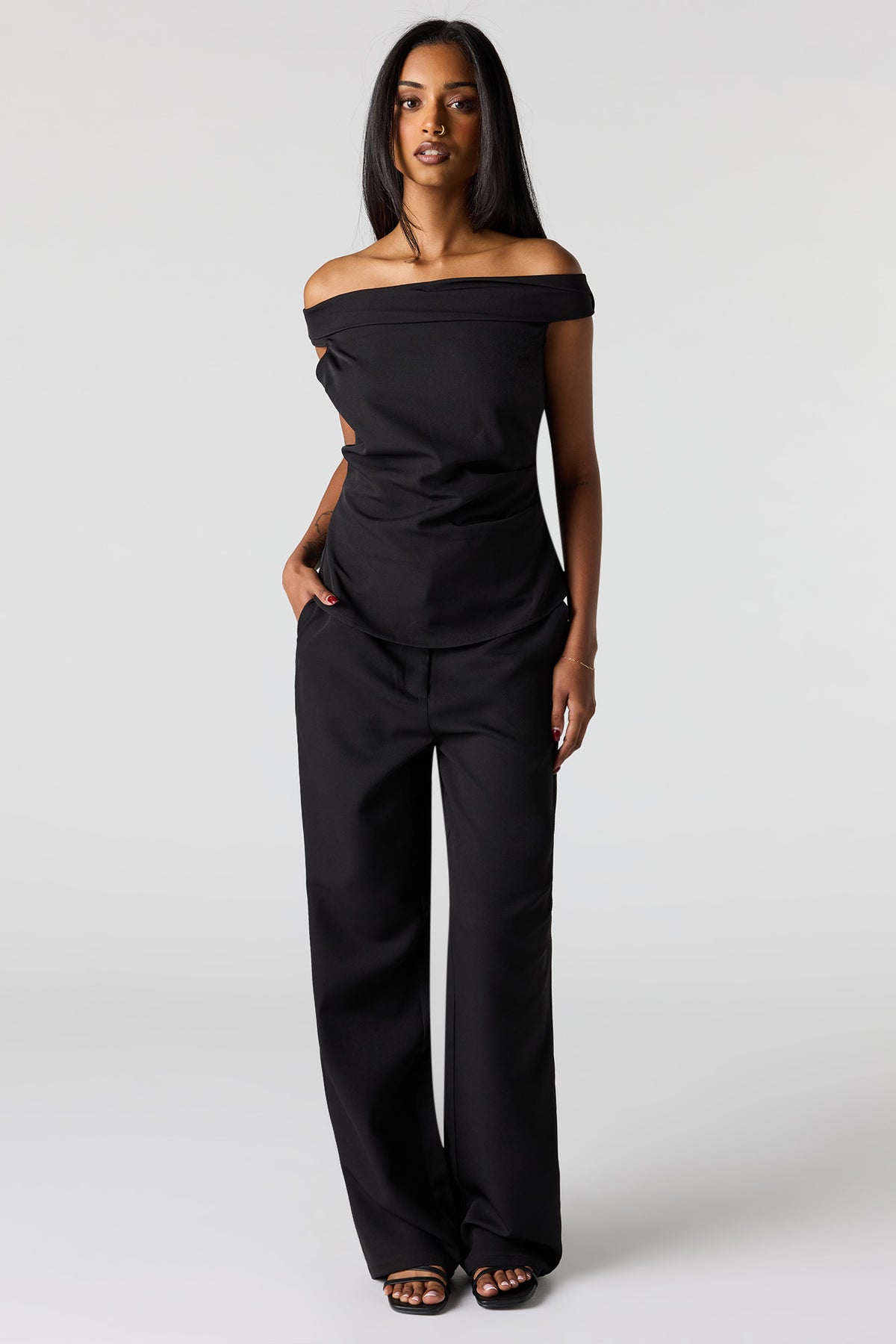 Alt View 3. Off Shoulder Top - Black