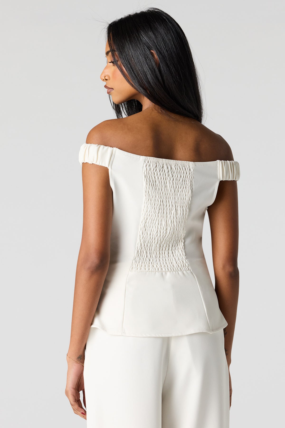 Alt View 2. Off Shoulder Top - White