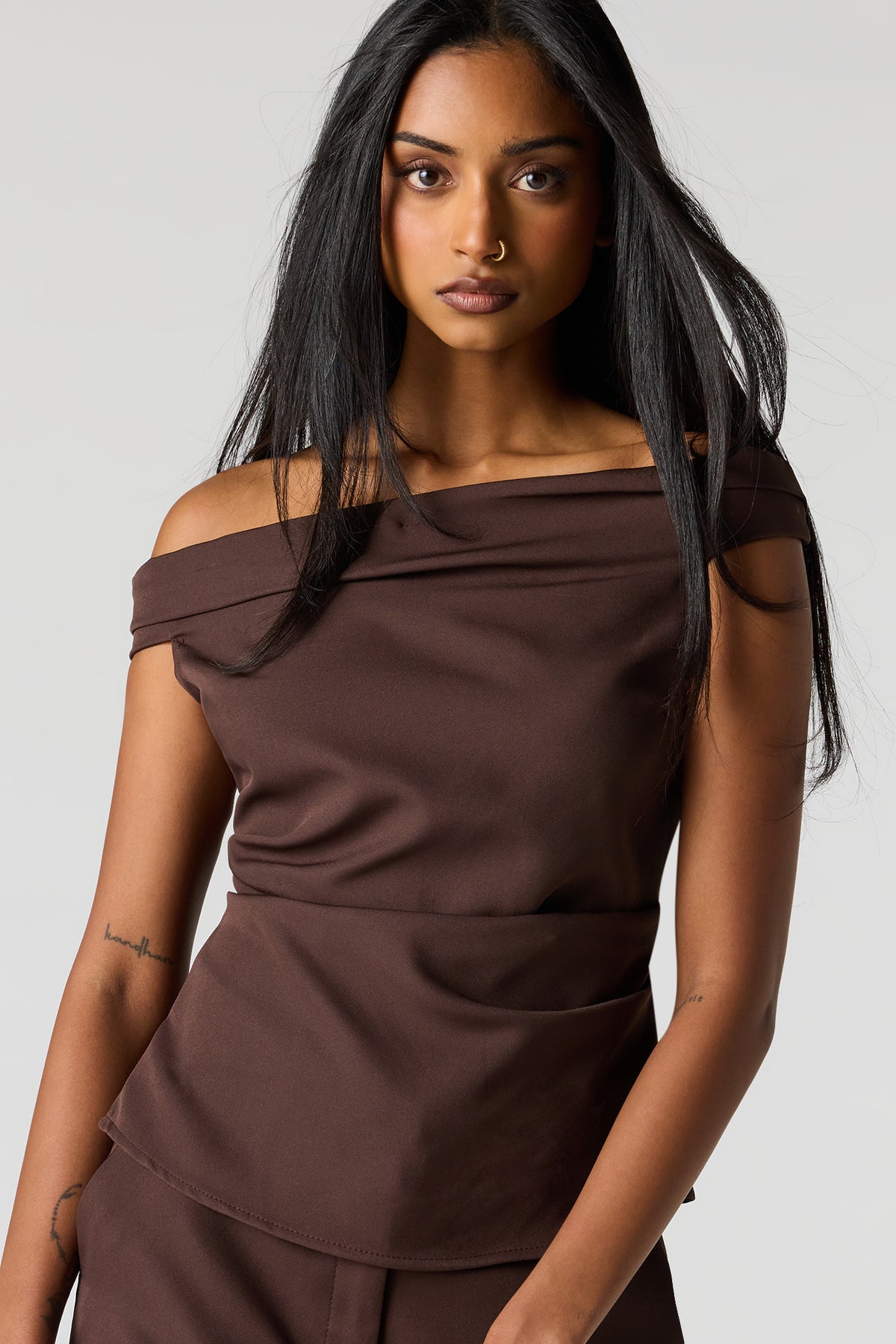 Off Shoulder Top - Brown