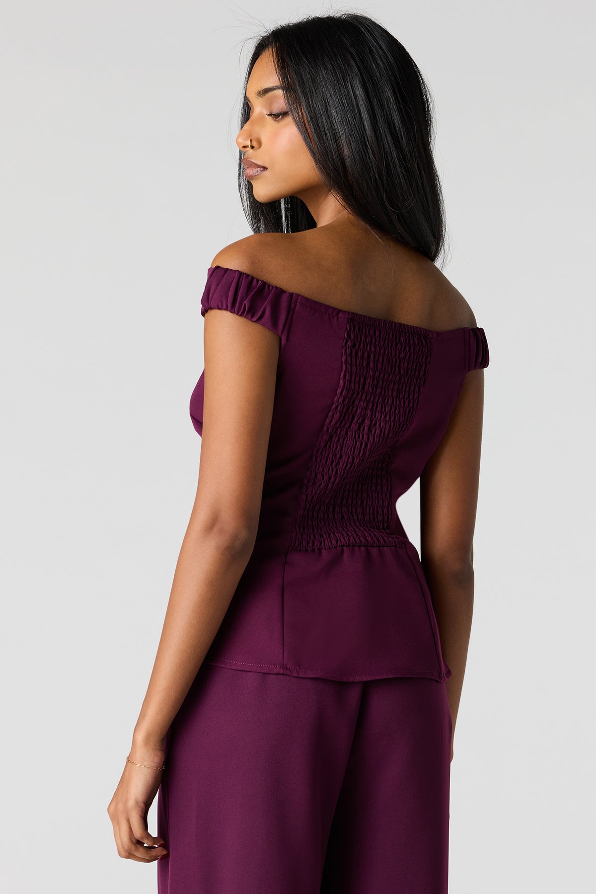 Alt View 2. Off Shoulder Top - Eggplant