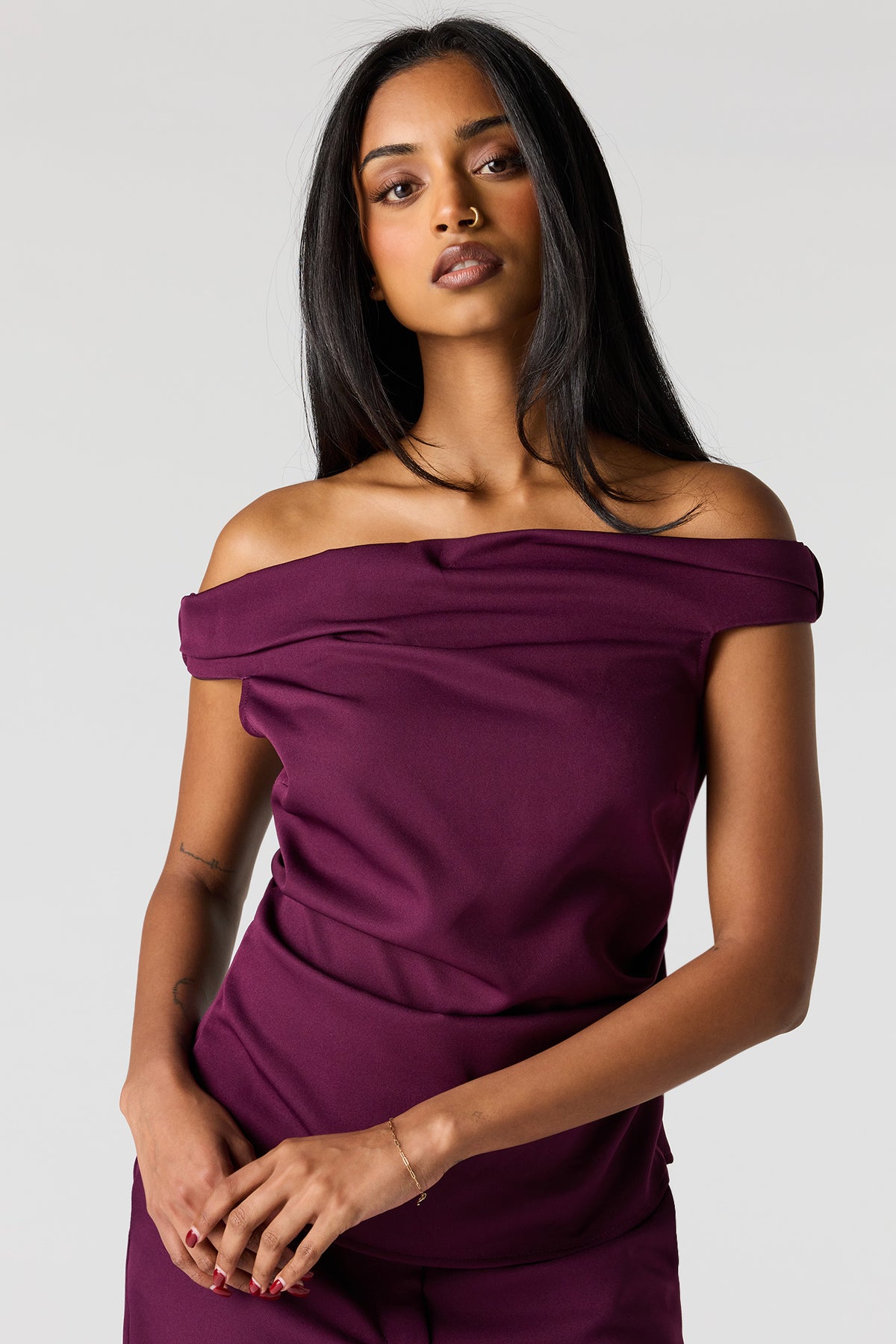 Off Shoulder Top - Eggplant