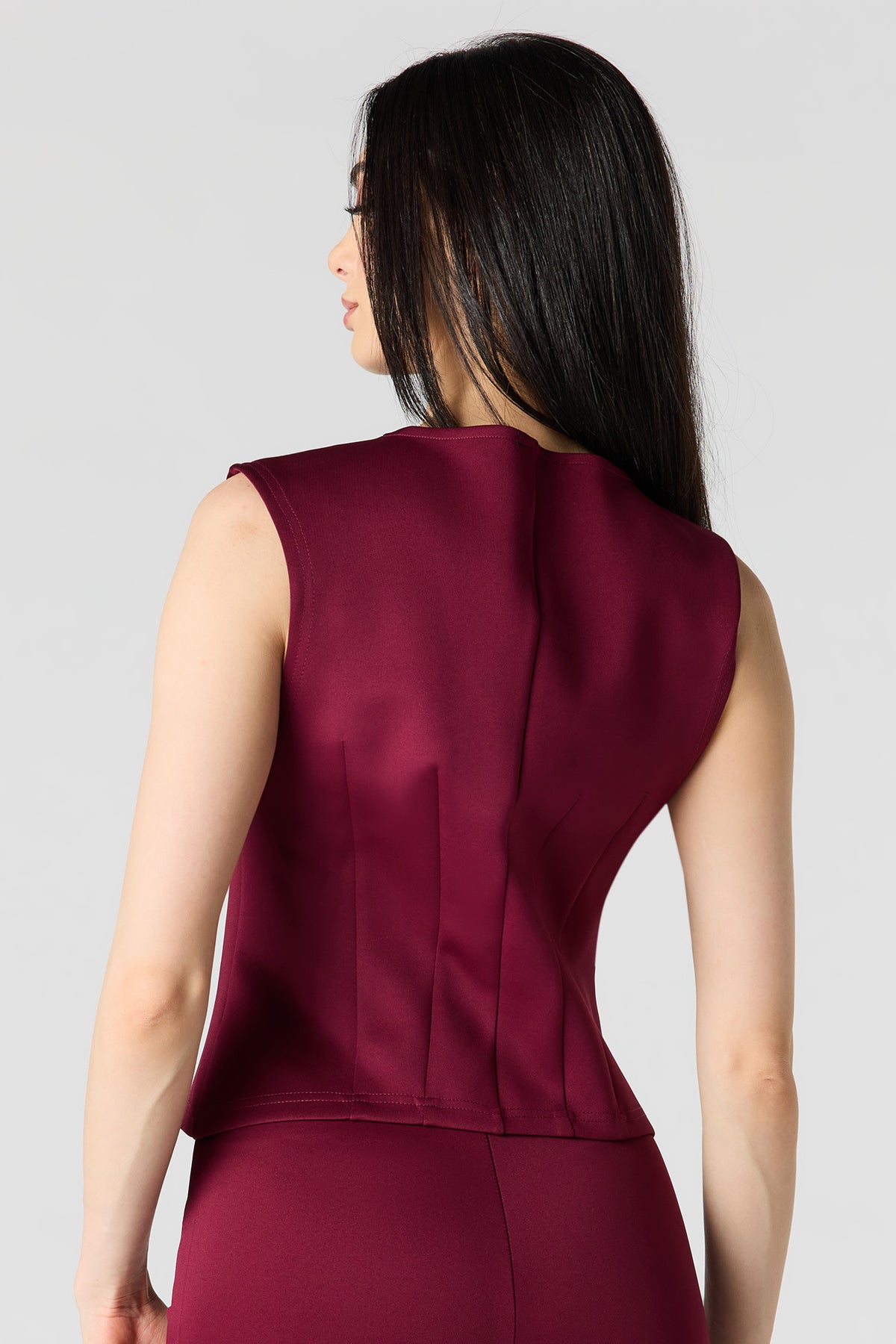 Alt View 2. Scuba Button-Up Vest - Burgundy