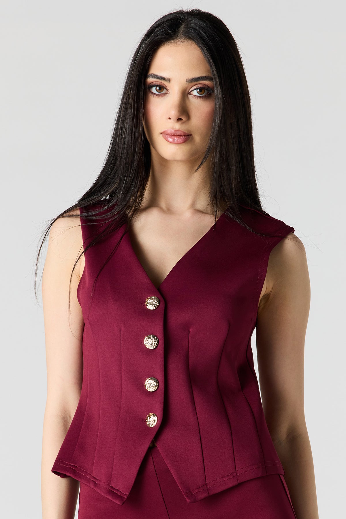 Scuba Button-Up Vest - Burgundy