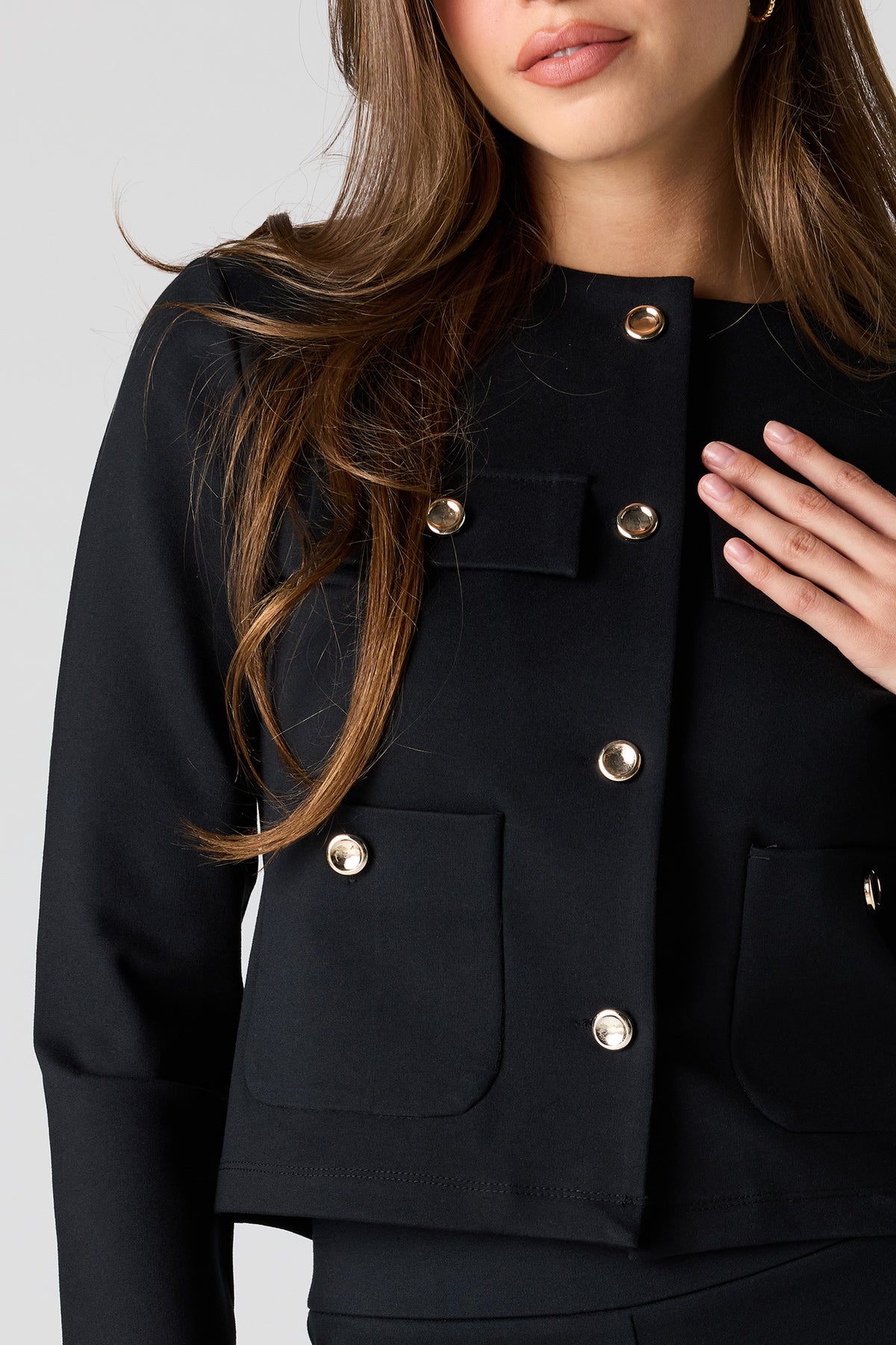 Alt View 4. Button-Up Blazer - Black
