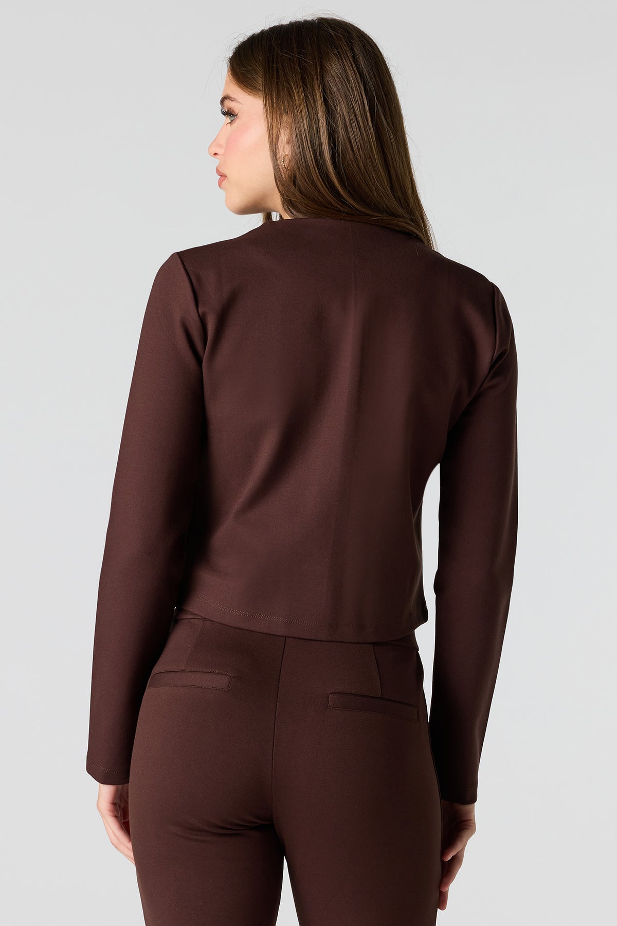 Alt View 2. Button-Up Blazer - Brown