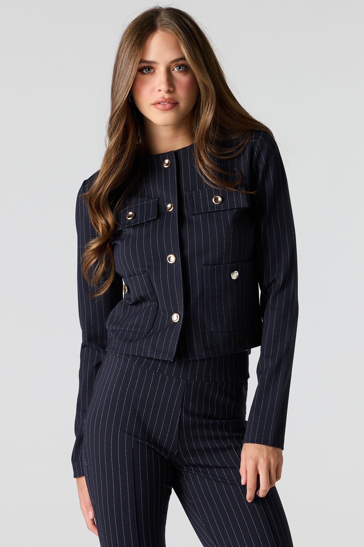 Button-Up Blazer - Pinstripe