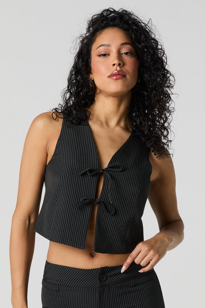 Veste à fines rayures avec attache