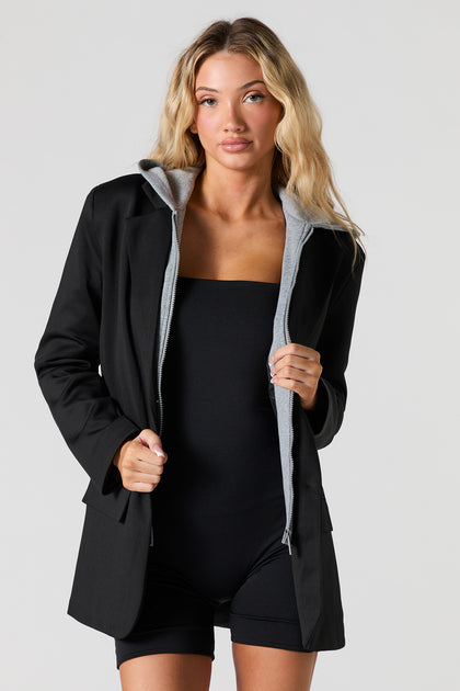 Zip-Up Hoodie Combo Blazer