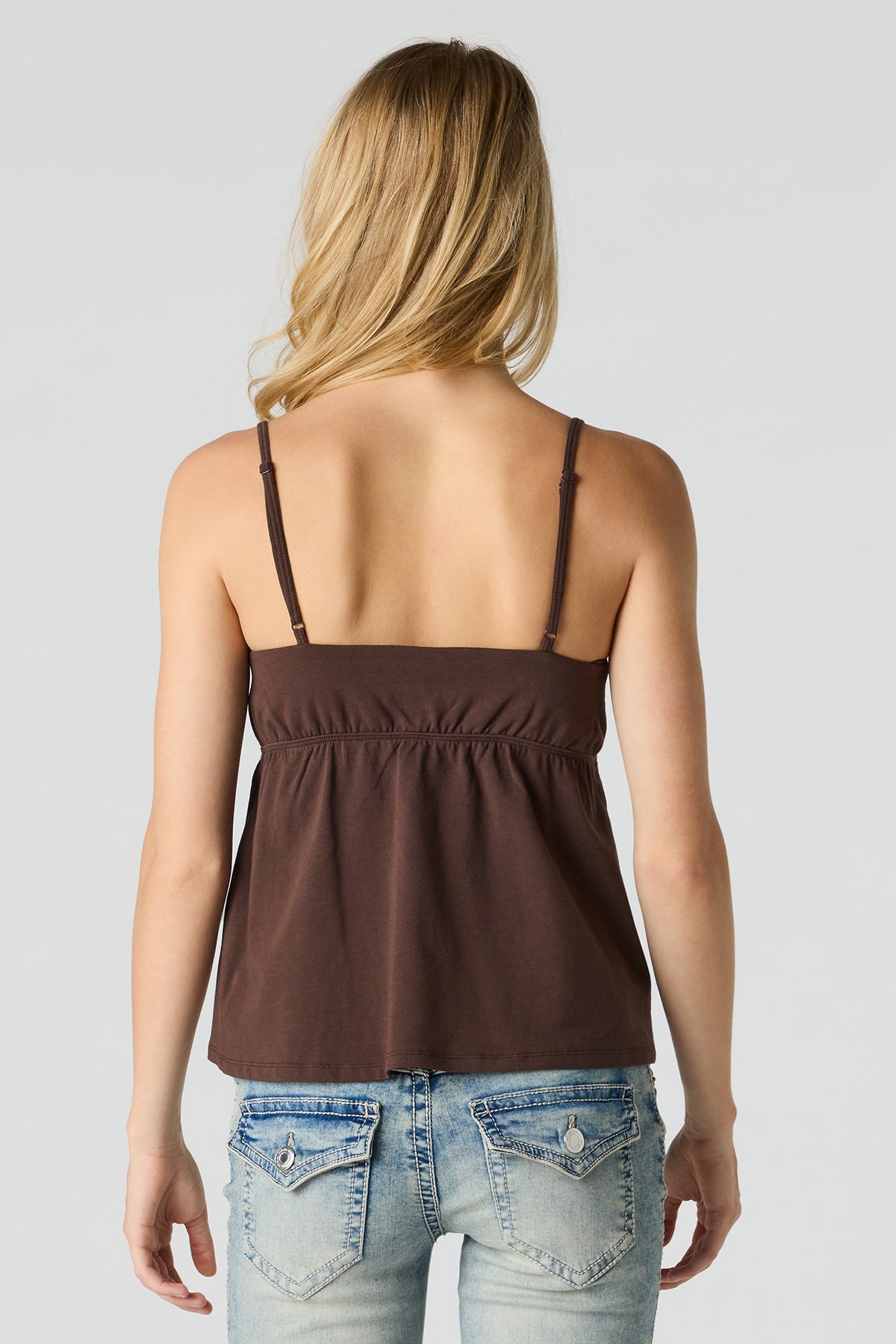 Alt View 2. V-Neck Peplum Tank - Brown