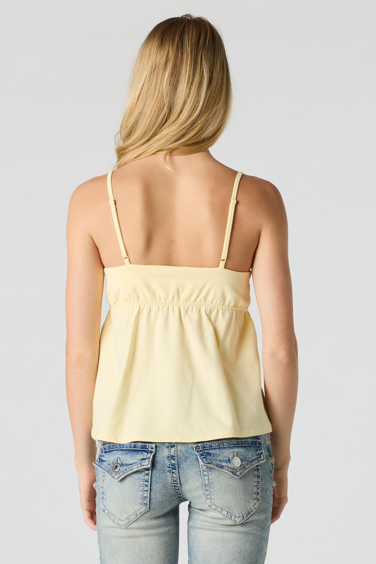 Alt View 2. V-Neck Peplum Tank - Yellow