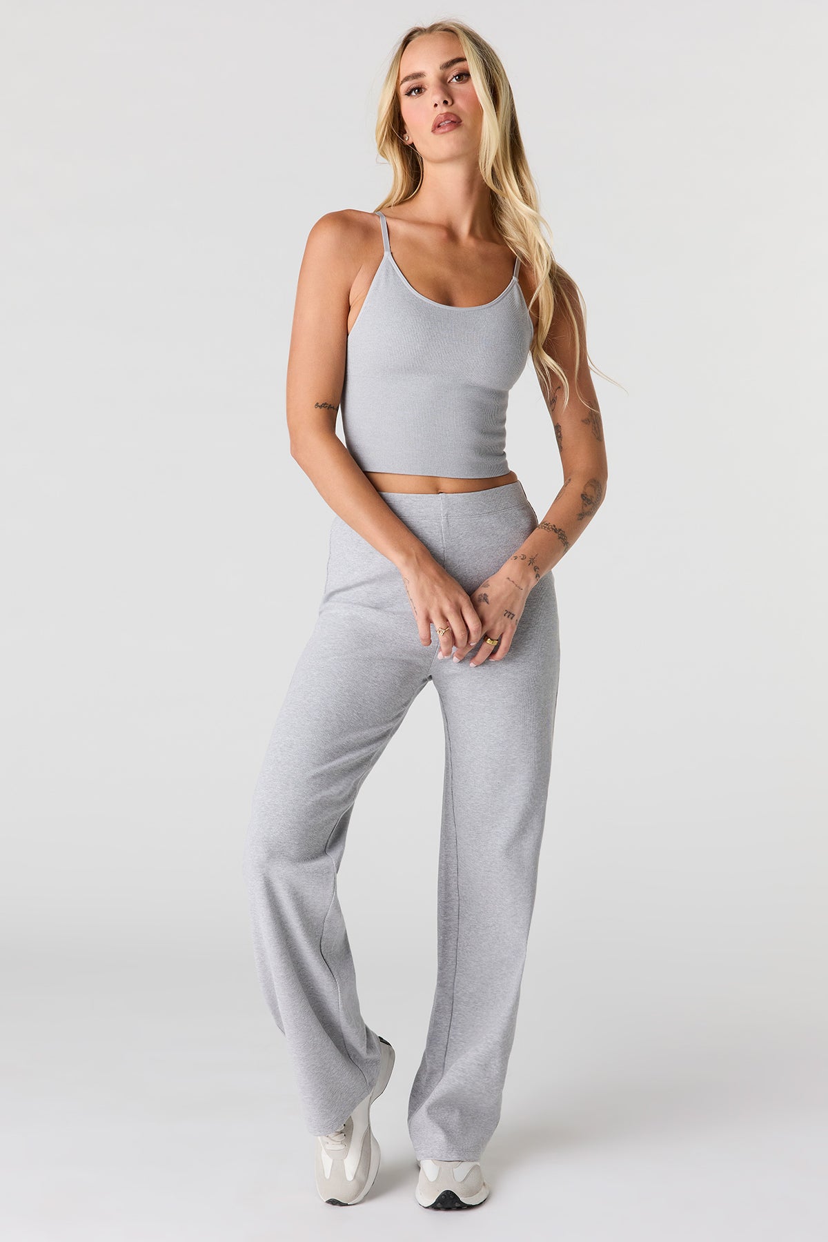 Alt View 3. Braless Ribbed Seamless Tank - Heather Grey