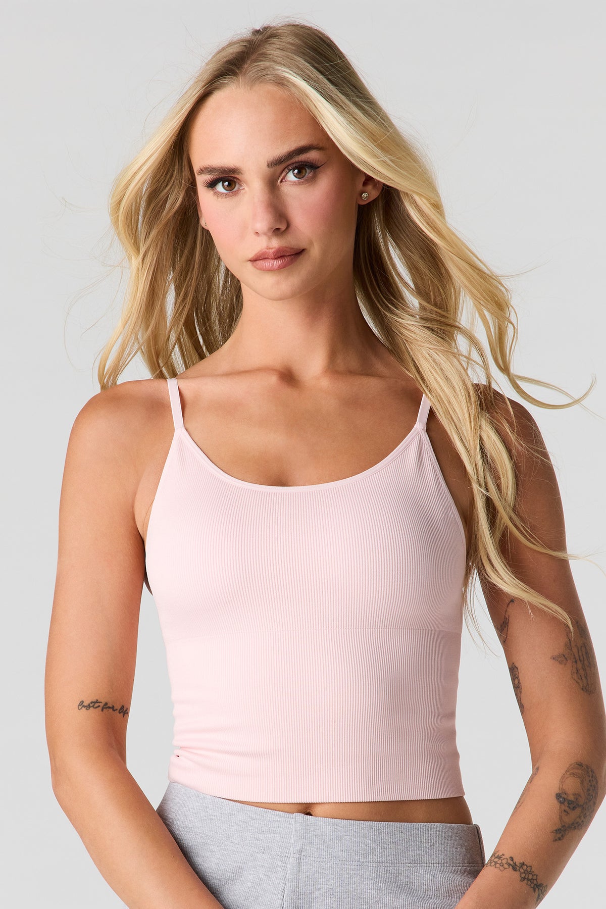 Braless Ribbed Seamless Tank - Pink
