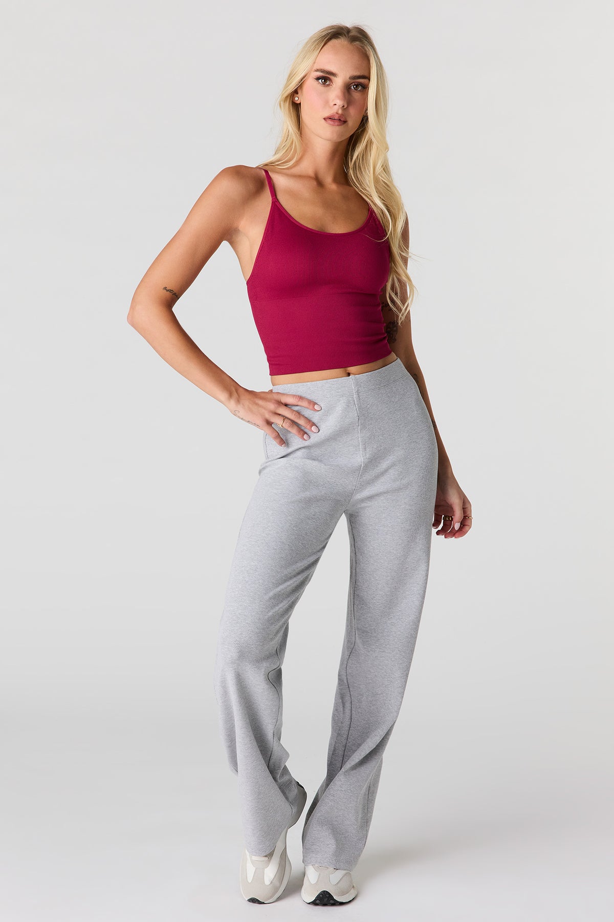 Alt View 3. Braless Ribbed Seamless Tank - Fuchsia