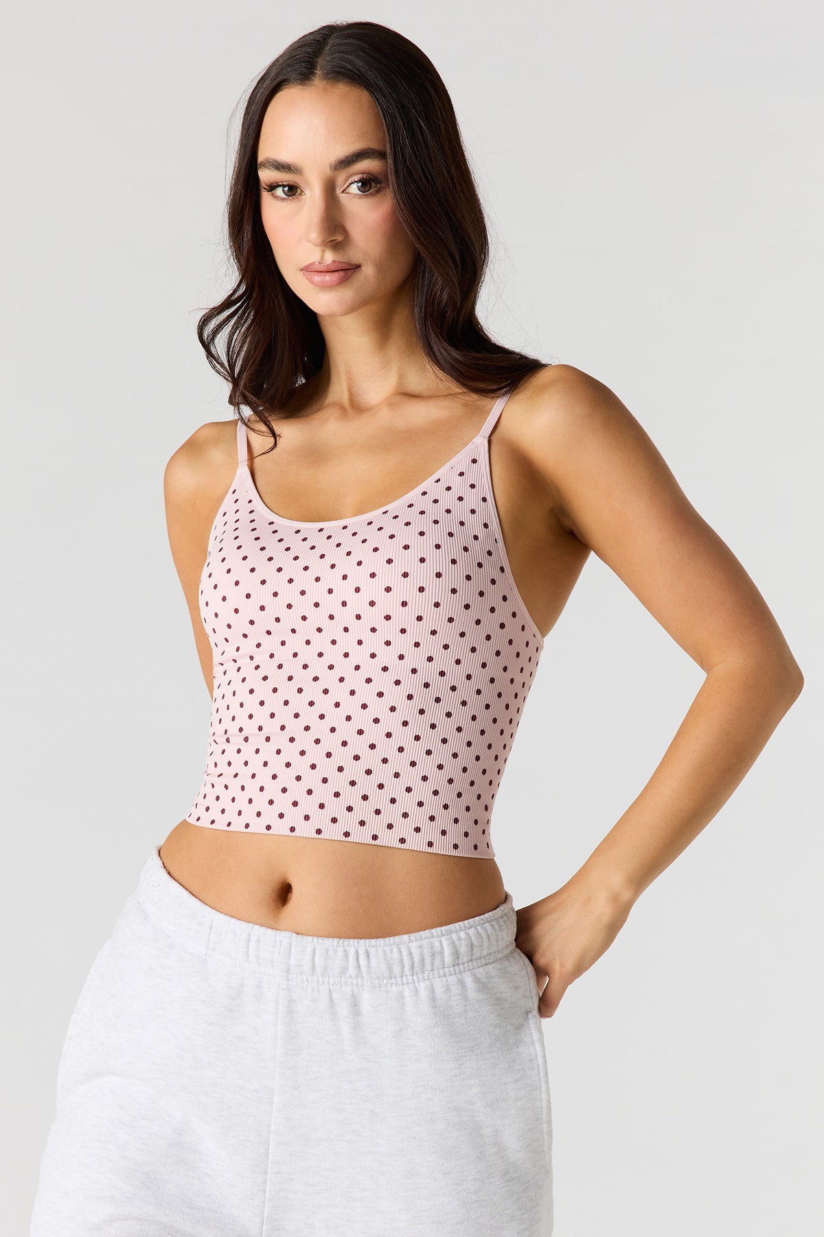Braless Ribbed Seamless Tank - Light Pink