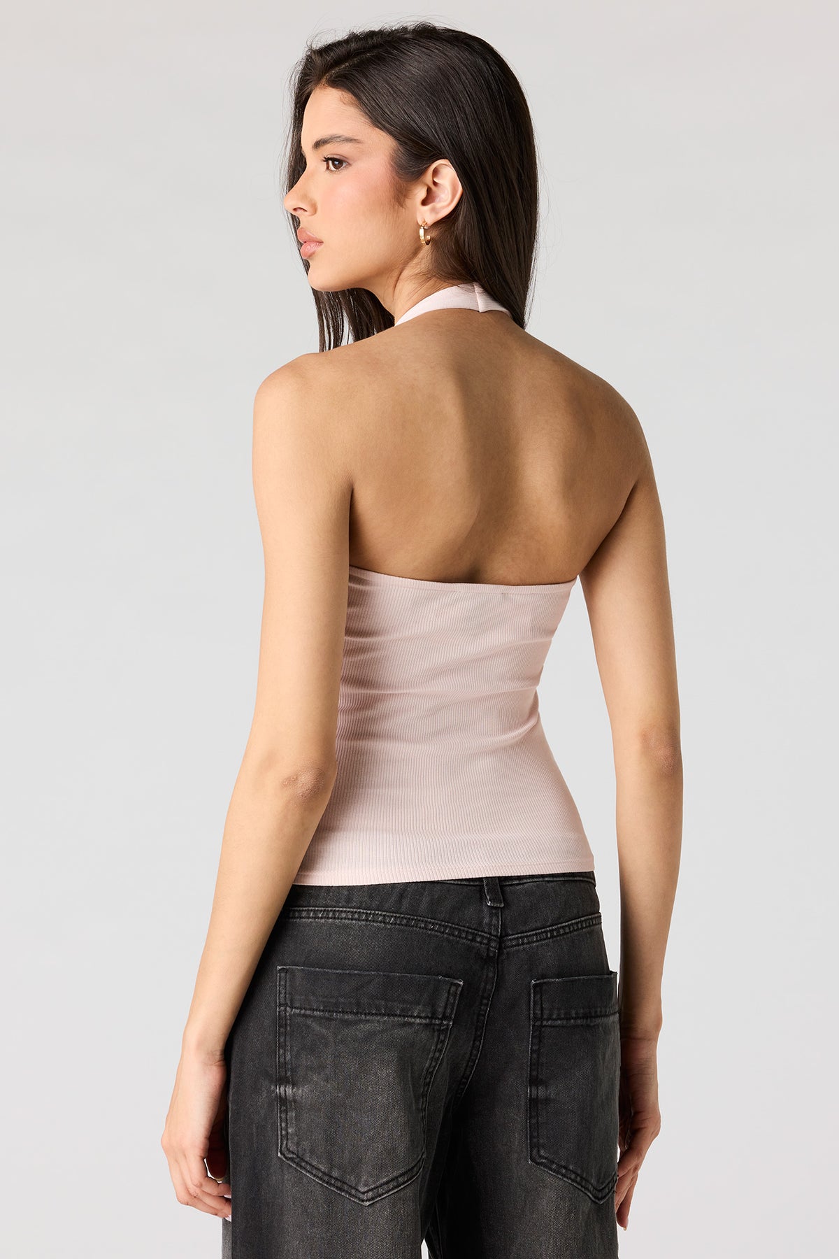 Alt View 2. Ribbed Scoop Neck Halter Top - Lilac