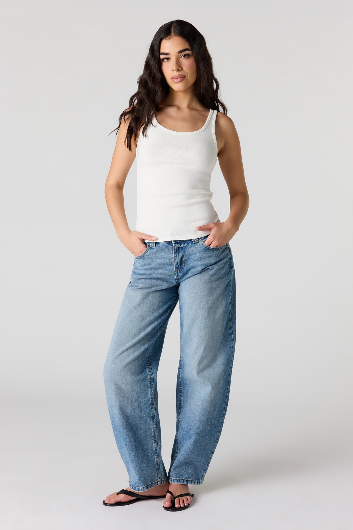Alt View 3. Ribbed Scoop Neck Tank - White
