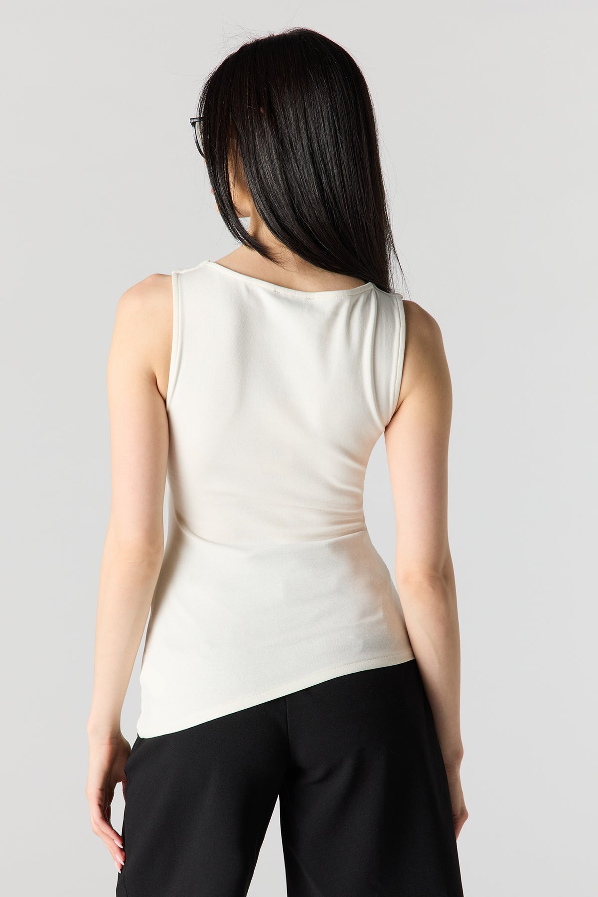 Alt View 2. Ribbed High Neck Top - White