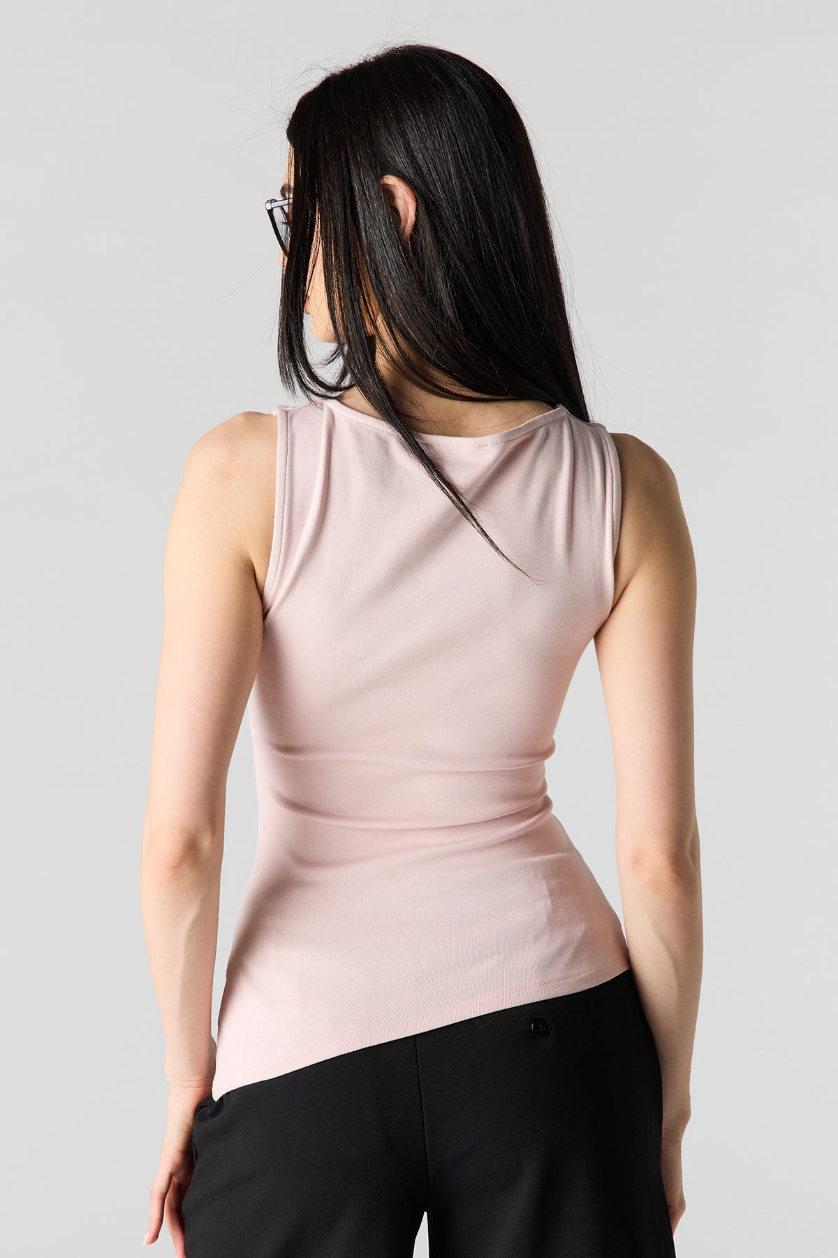 Alt View 2. Ribbed High Neck Top - Lilac