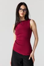 Ribbed High Neck Top