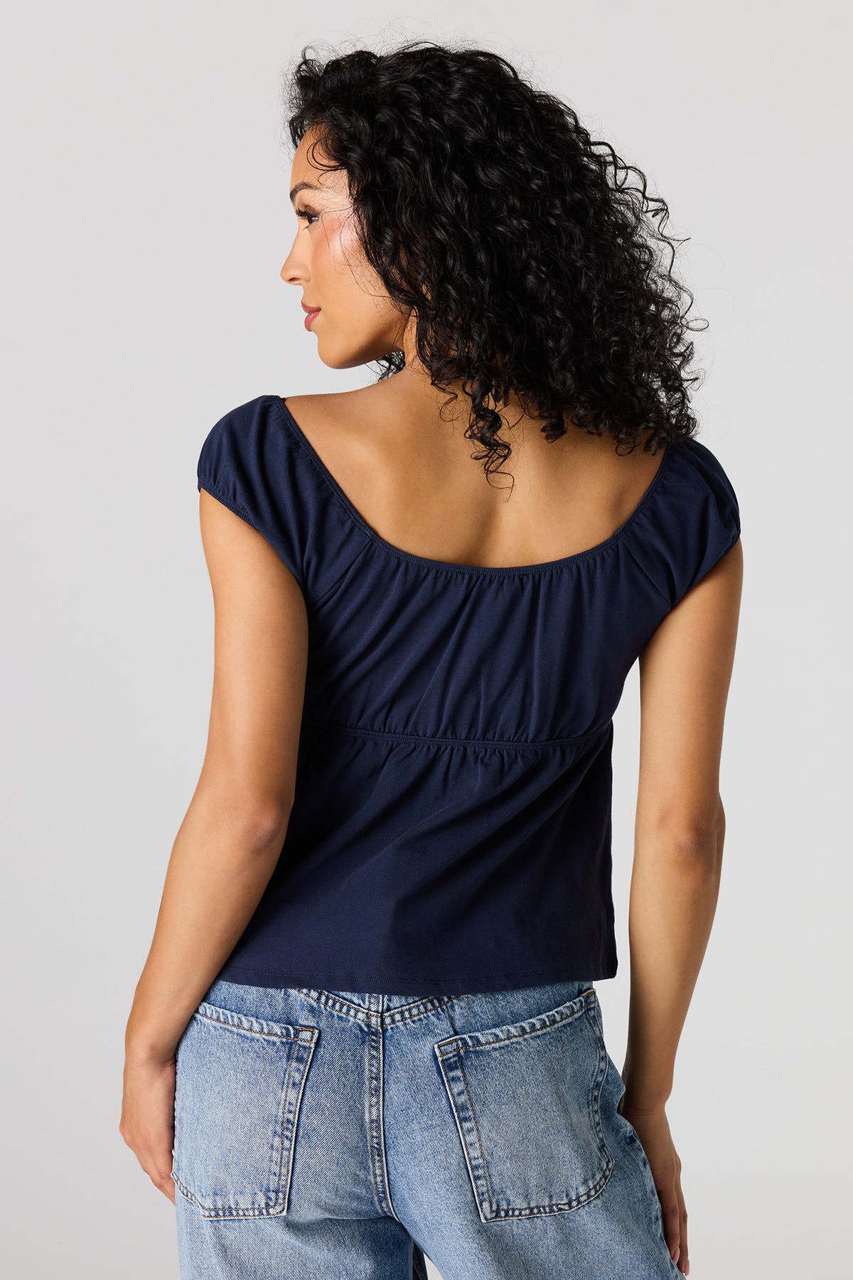 Alt View 2. Scoop Neck Peplum Top - Navy