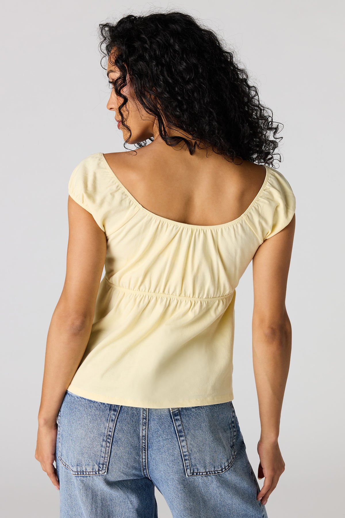 Alt View 2. Scoop Neck Peplum Top - Yellow
