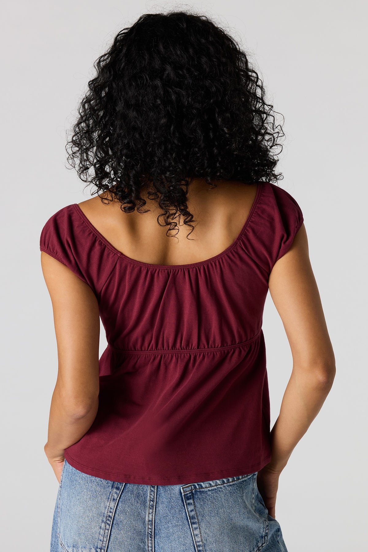 Alt View 2. Scoop Neck Peplum Top - Wine
