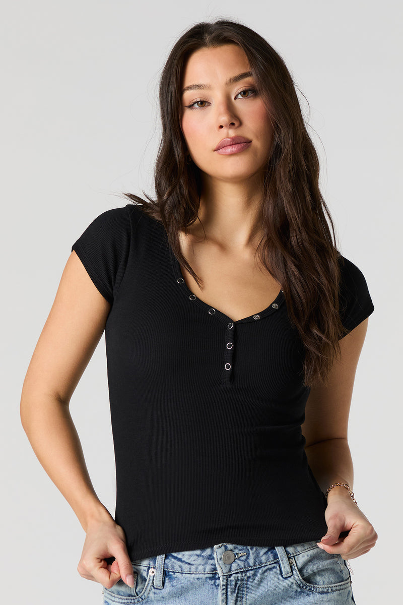 Petit t-shirt côtelé Henley