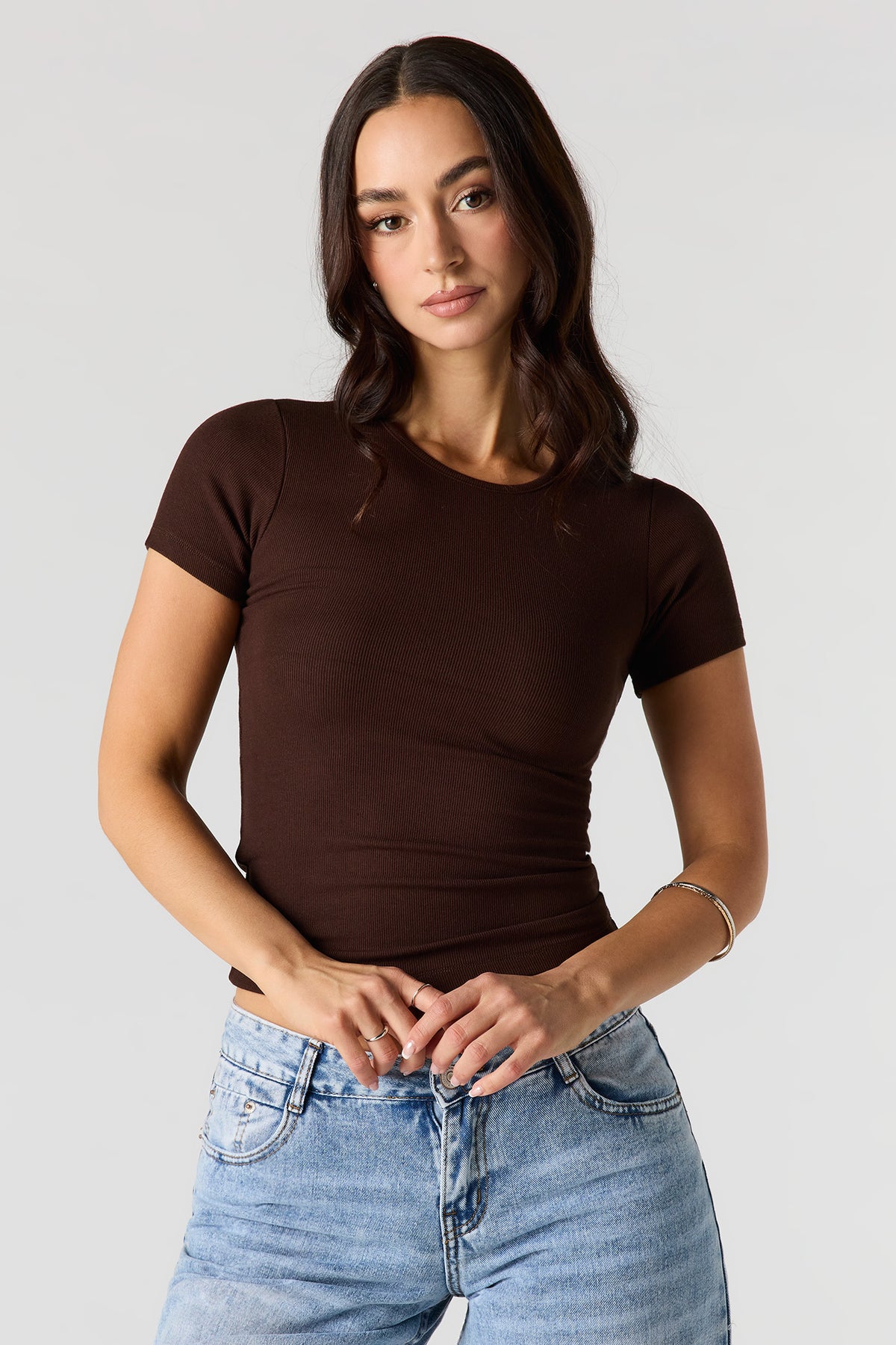 T-shirt ajusté côtelé