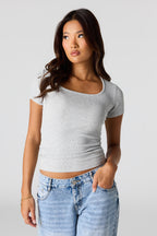 Ribbed Scoop Neck T-Shirt