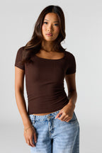 Ribbed Scoop Neck T-Shirt