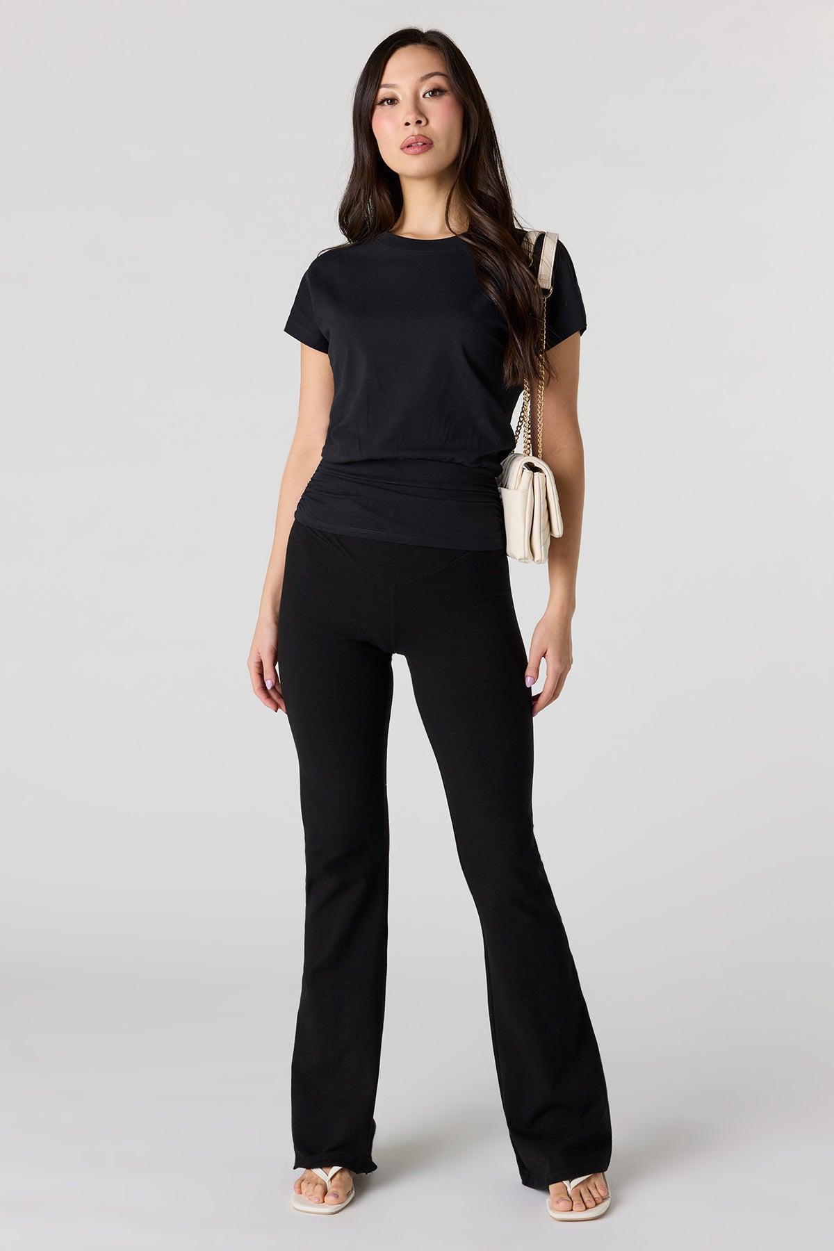 Alt View 3. Cinched Waist Short Sleeve Top - Black