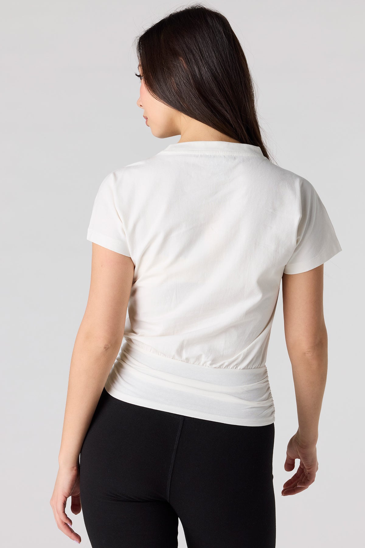 Alt View 2. Cinched Waist Short Sleeve Top - White