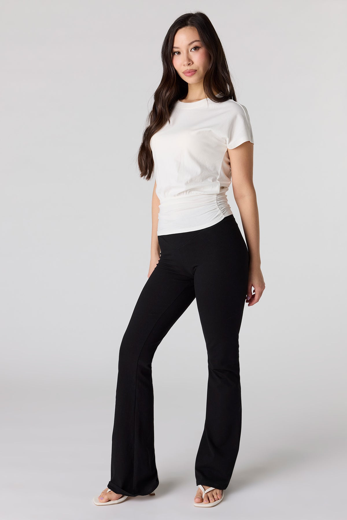 Alt View 3. Cinched Waist Short Sleeve Top - White