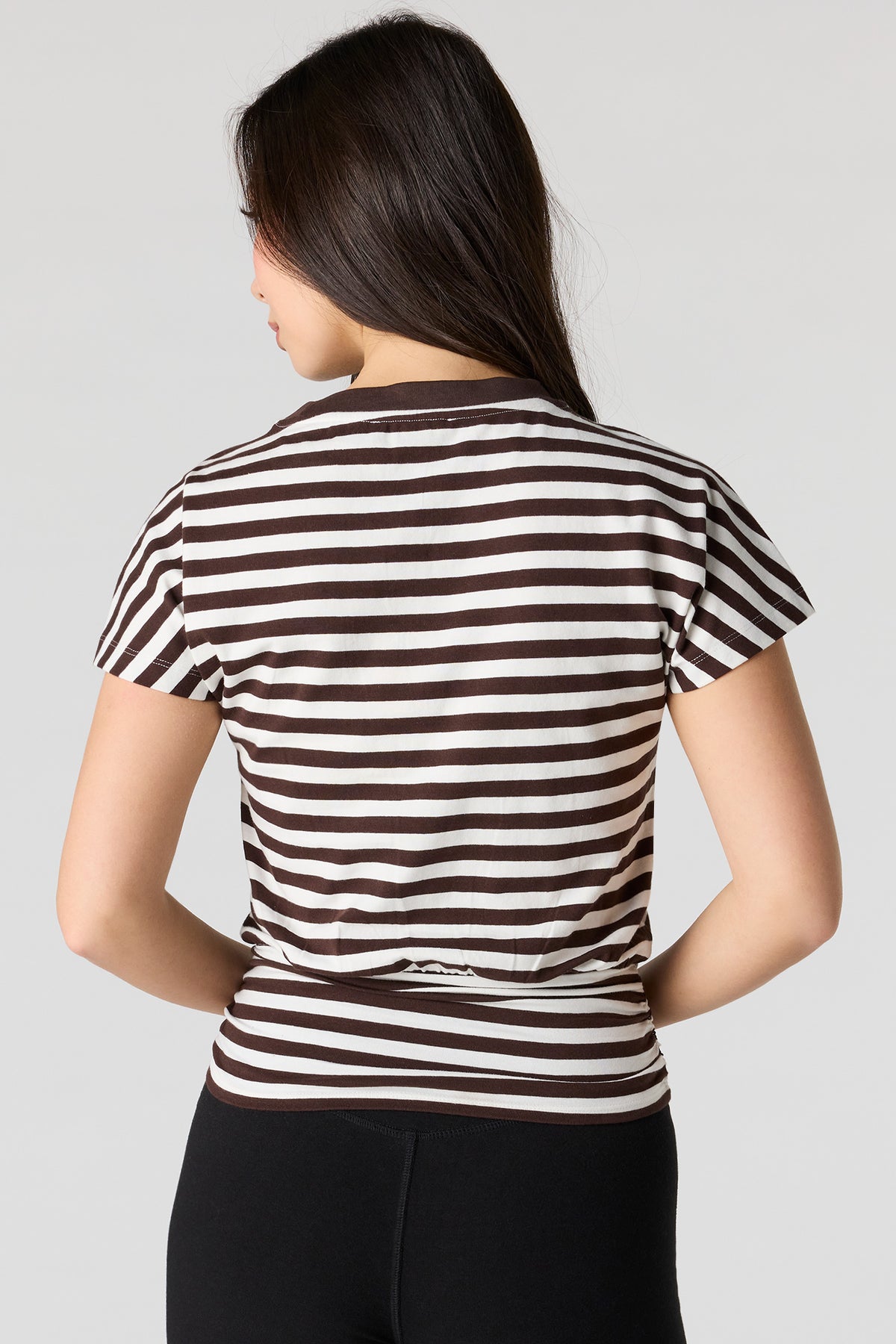 Alt View 2. Cinched Waist Short Sleeve Top - Brown