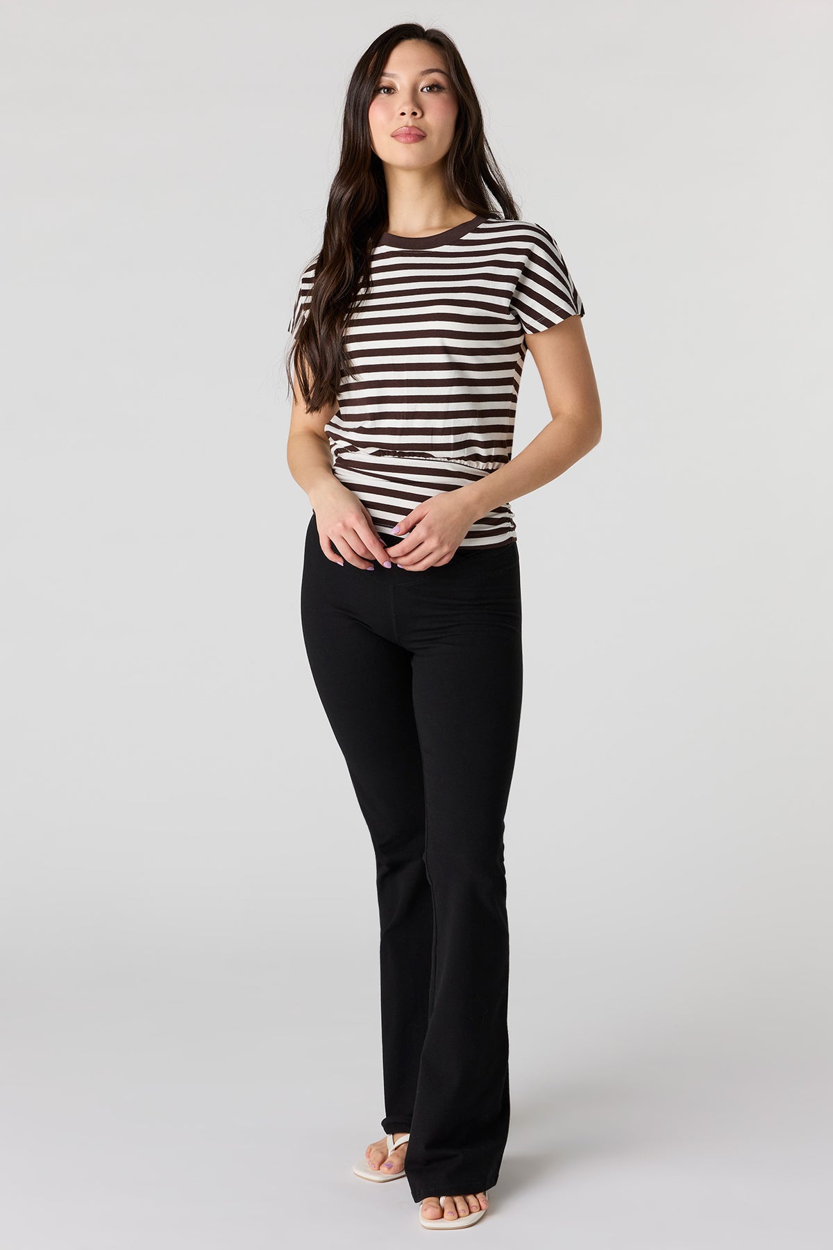 Alt View 3. Cinched Waist Short Sleeve Top - Brown
