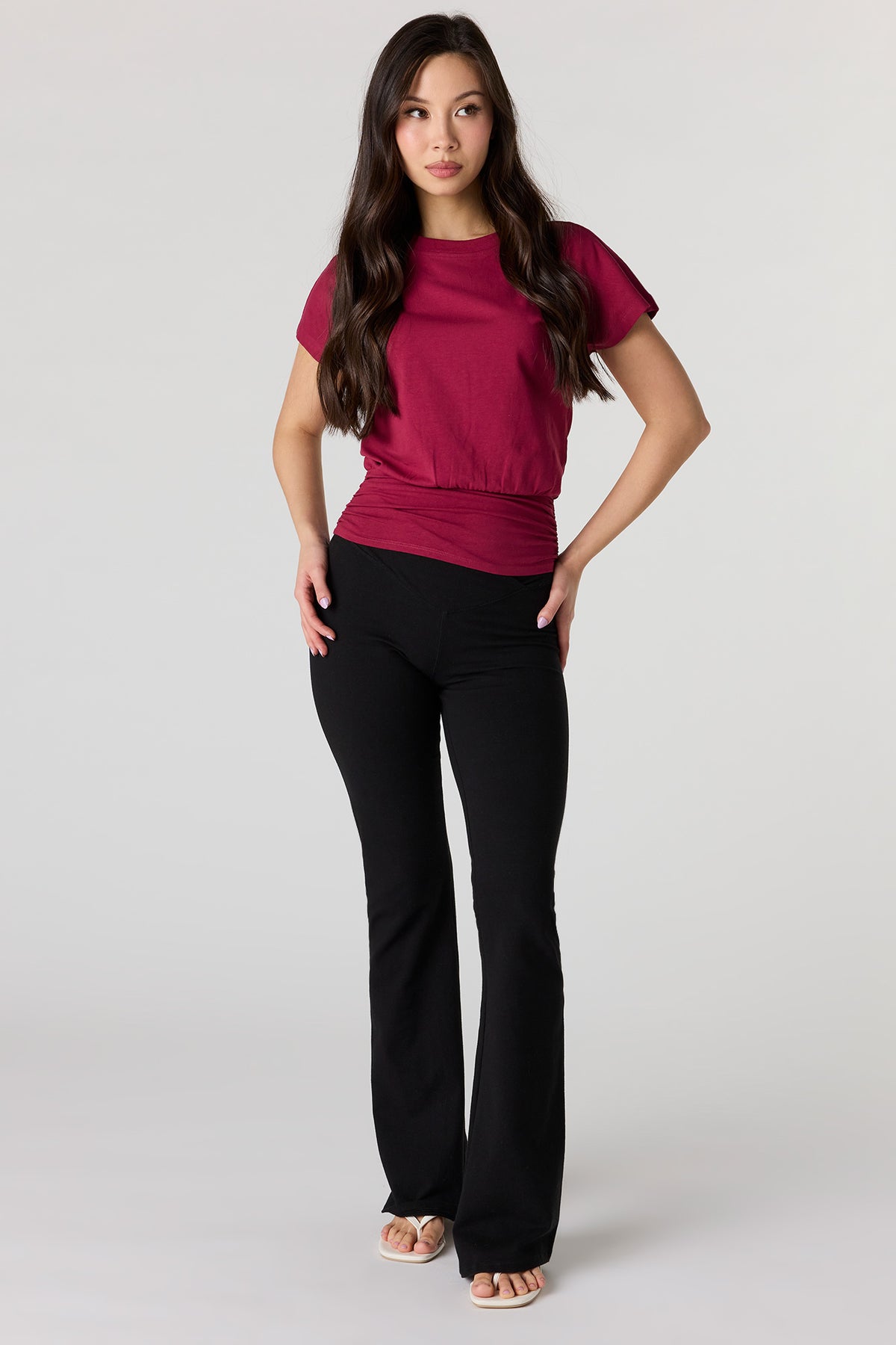 Alt View 3. Cinched Waist Short Sleeve Top - Magenta
