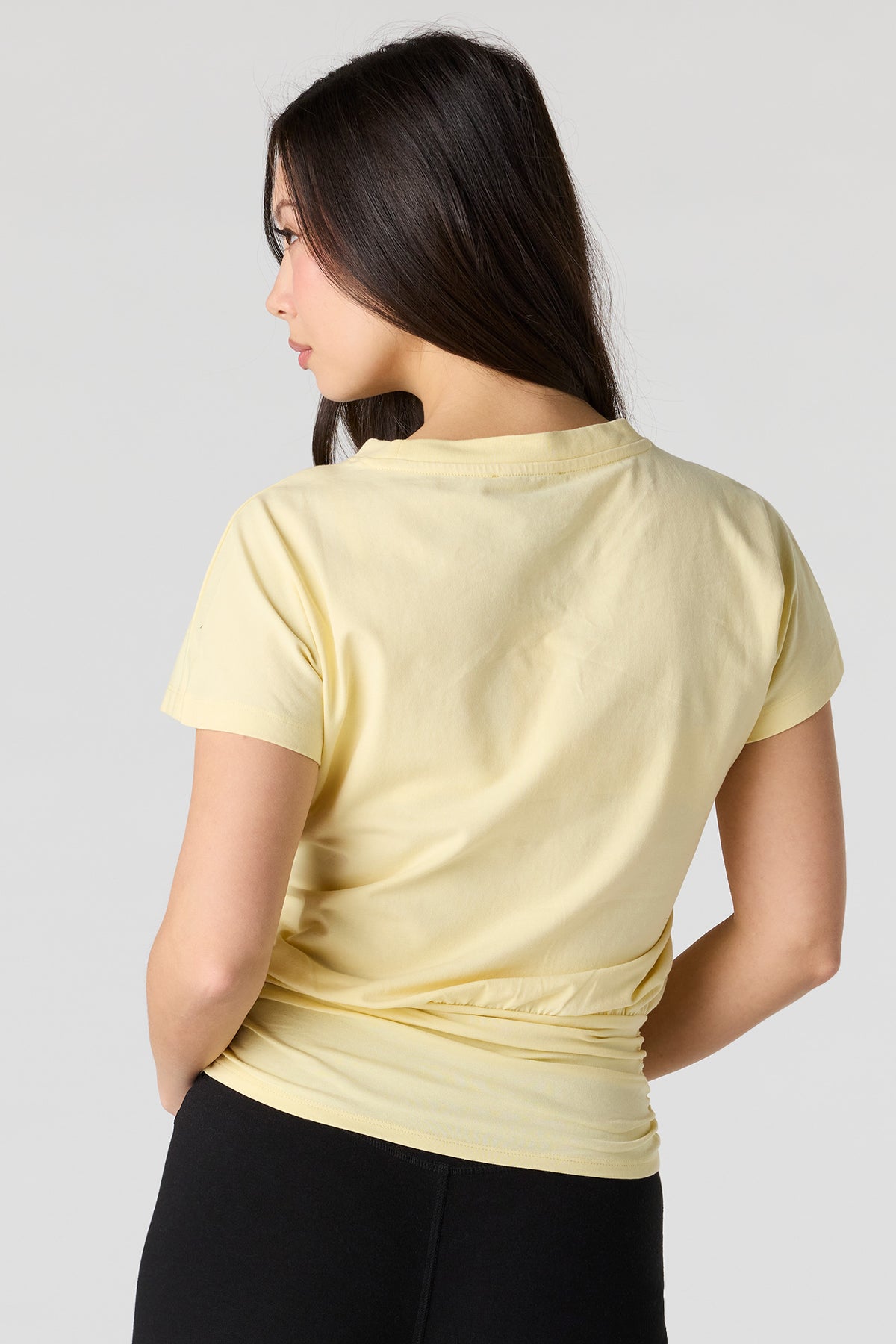 Alt View 2. Cinched Waist Short Sleeve Top - Yellow