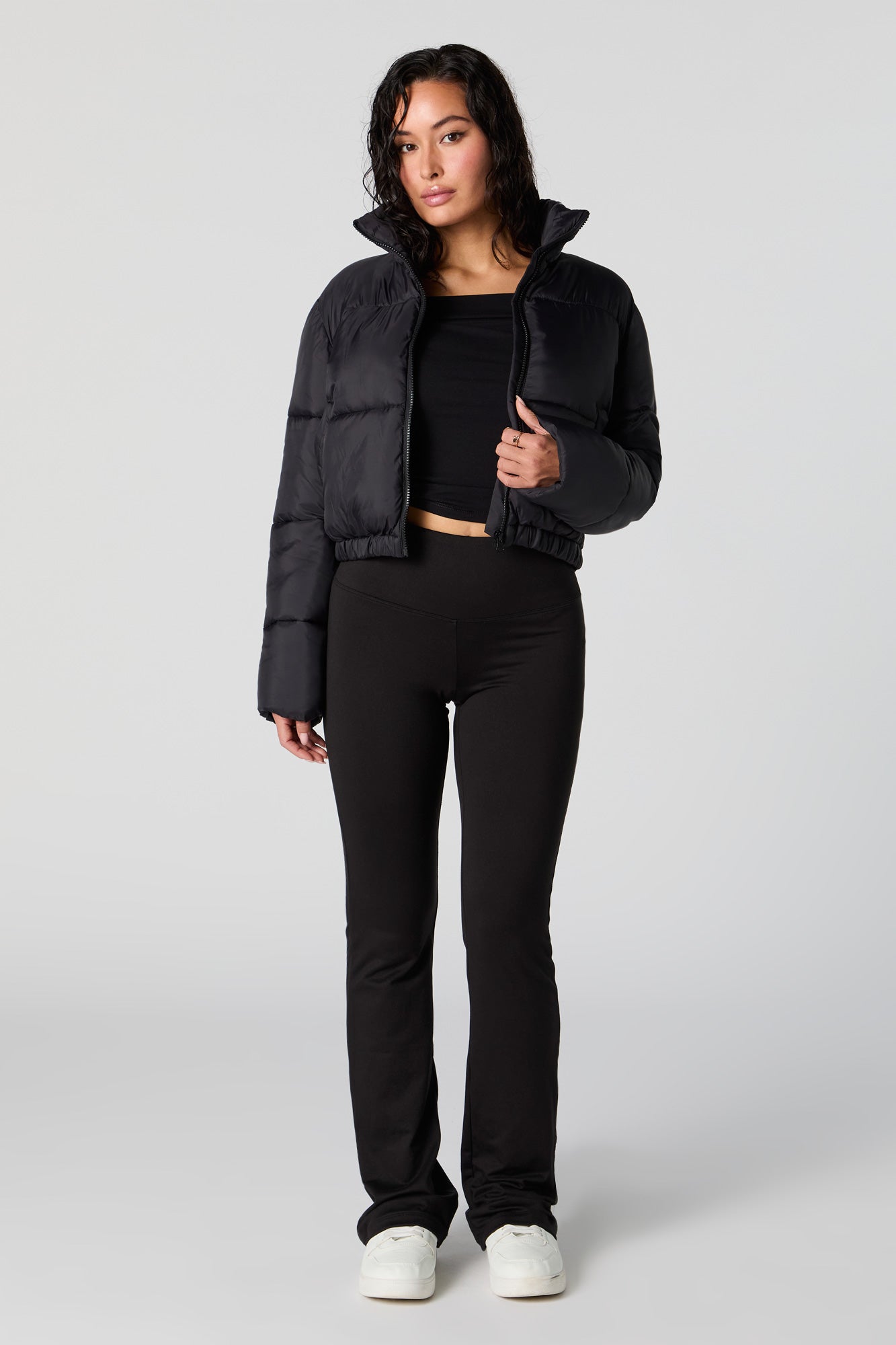 Nylon Cropped Puffer Jacket