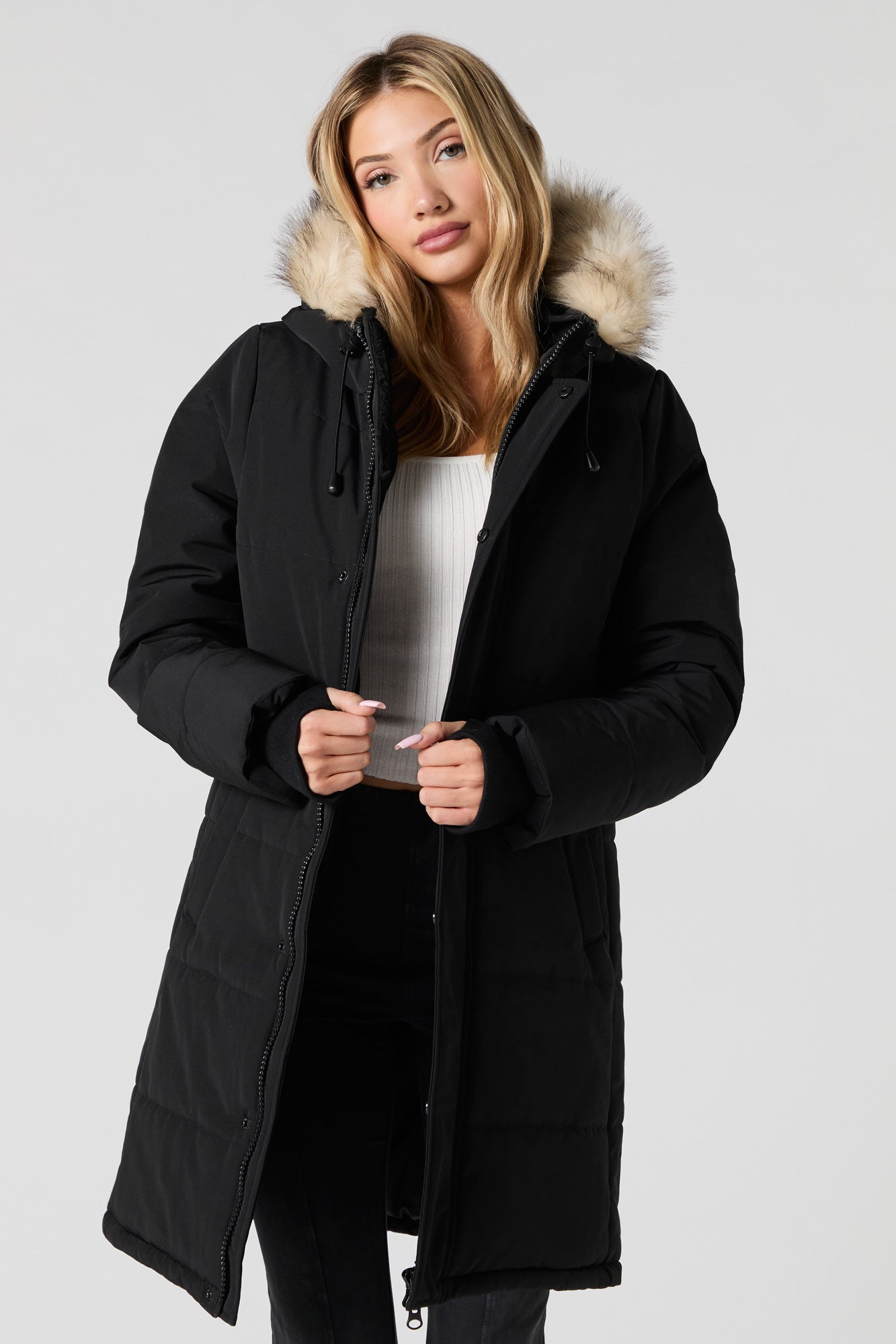 Puffer Faux Fur Hood Parka