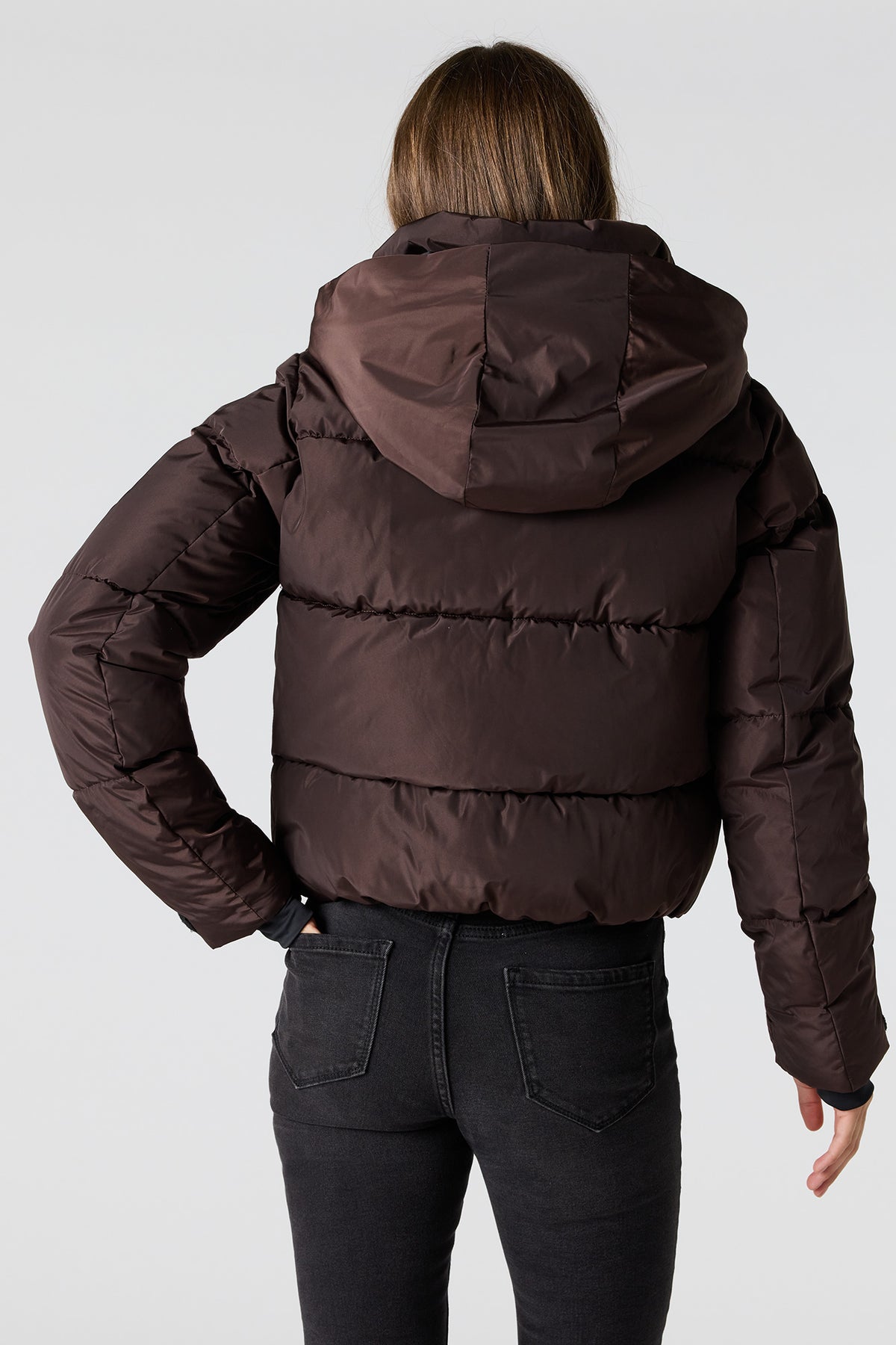 Alt View 2. Hooded Puffer Jacket - Brown