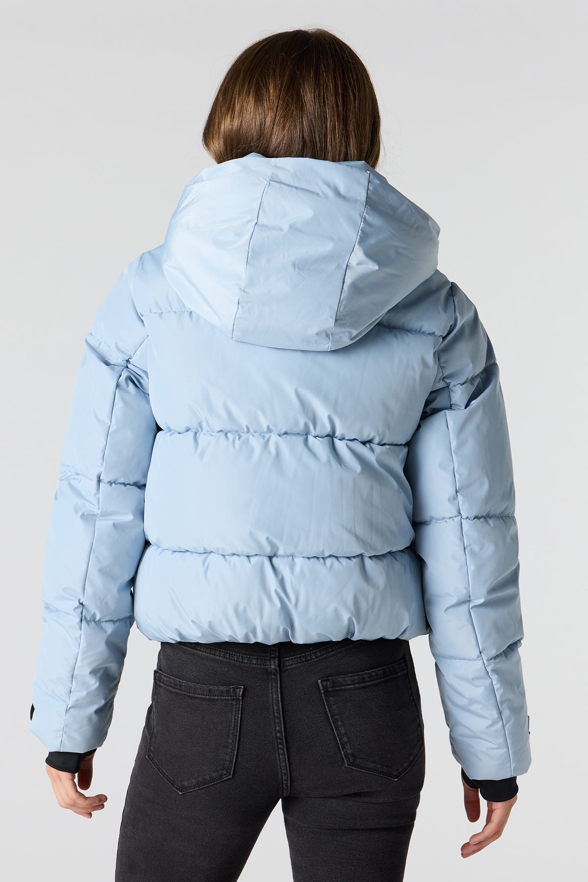 Alt View 2. Hooded Puffer Jacket - Light Blue