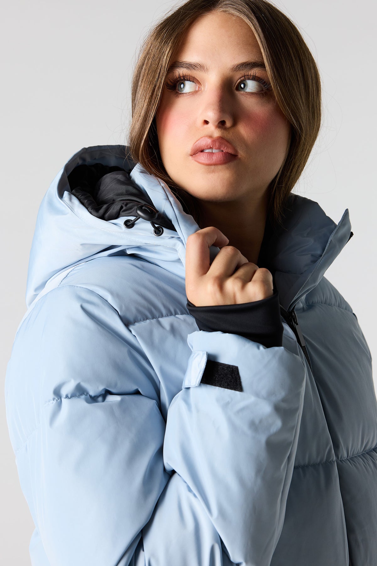 Alt View 4. Hooded Puffer Jacket - Light Blue