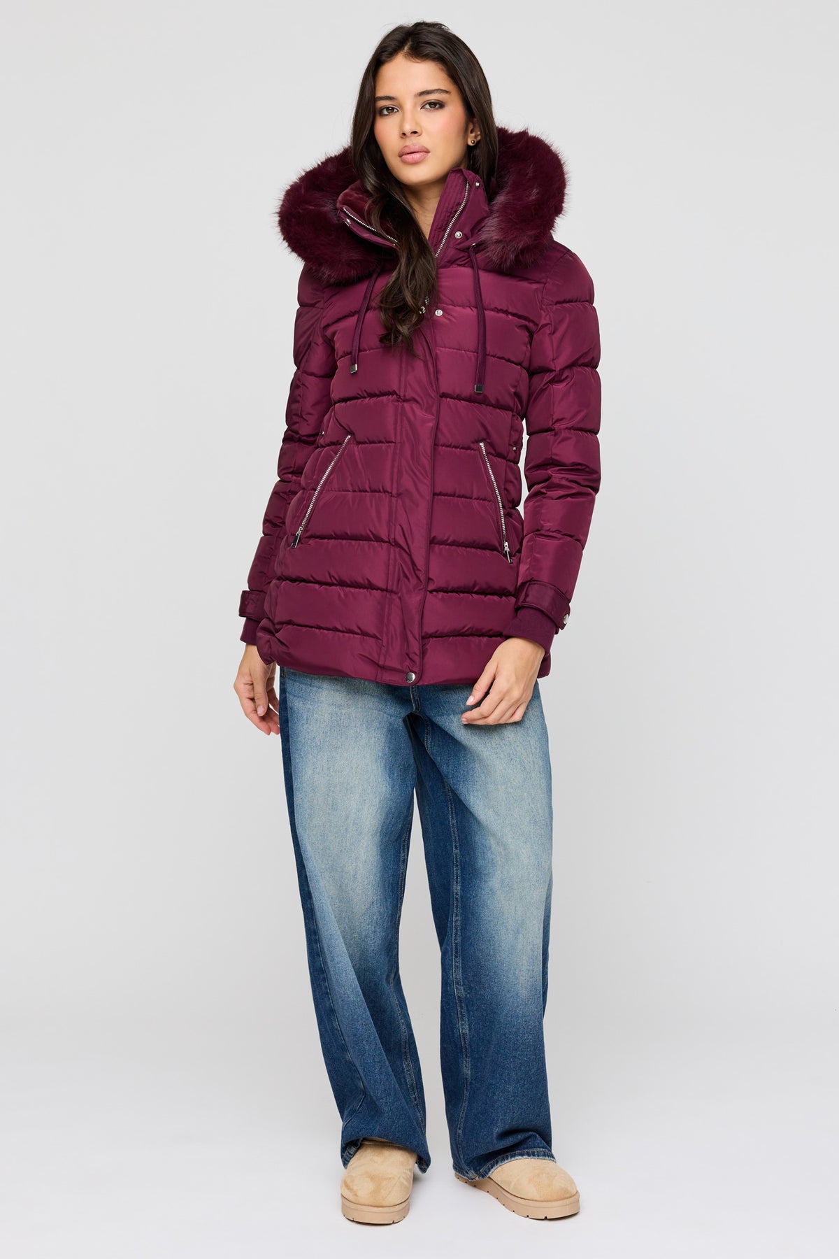 Vue alternative 3. Blouson bouffant matelassé avec liséré de similifourrure