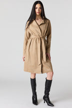 Faux Suede Trench Coat