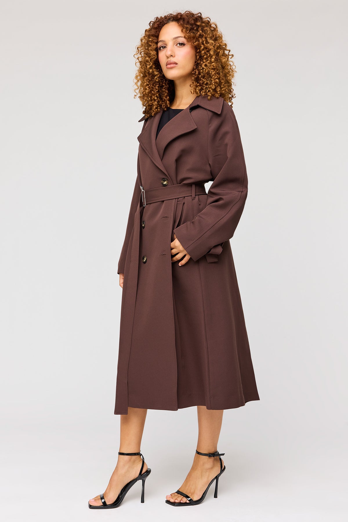 Alt View 3. Midi Trench Coat - Brown
